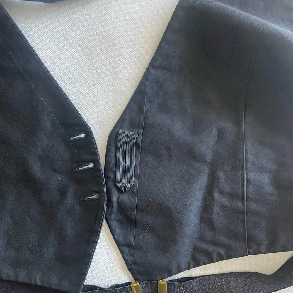 Men’s Black Brocade Tuxedo Vest / Waistcoat Vintage 1960’s - Picture 5 of 6